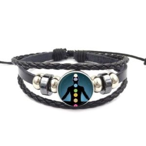 7 Chakra Yoga Leather Bracelet Noosa Snap Bracelet
